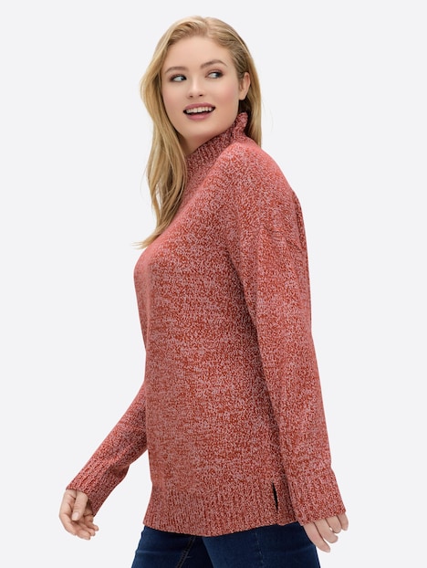 Pullover Pullover in melierter Strickqualität Langarm Meliert Stehkragen