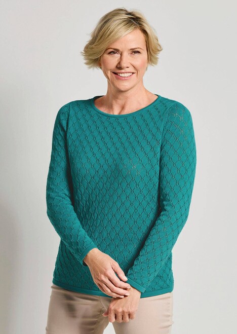 Gebreide trui met honingraatstructuur