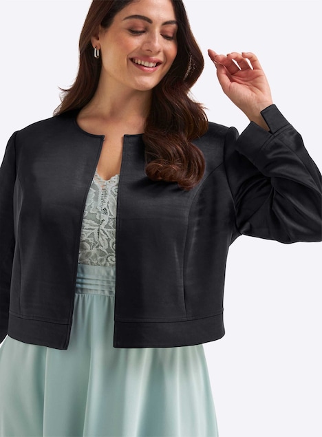 Boleroblazer Bolerojacke im Blazer-Schnitt Langarm Ohne Kragen