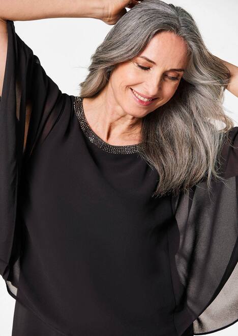 Edle Chiffonbluse, U-Boot-Ausschnitt