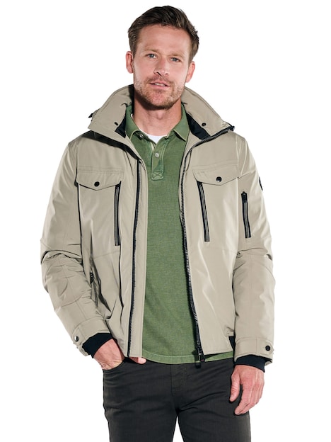 Herren Funktionsjacke mit abnehmbarer Kapuze , Braunbeige