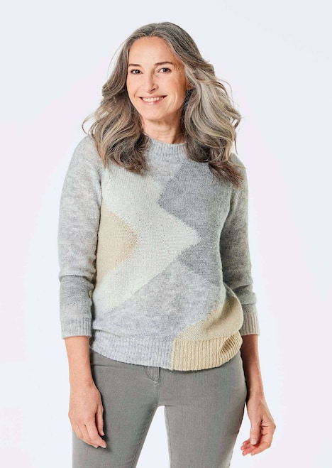 Eleganter Intarsienpullover mit Glanz