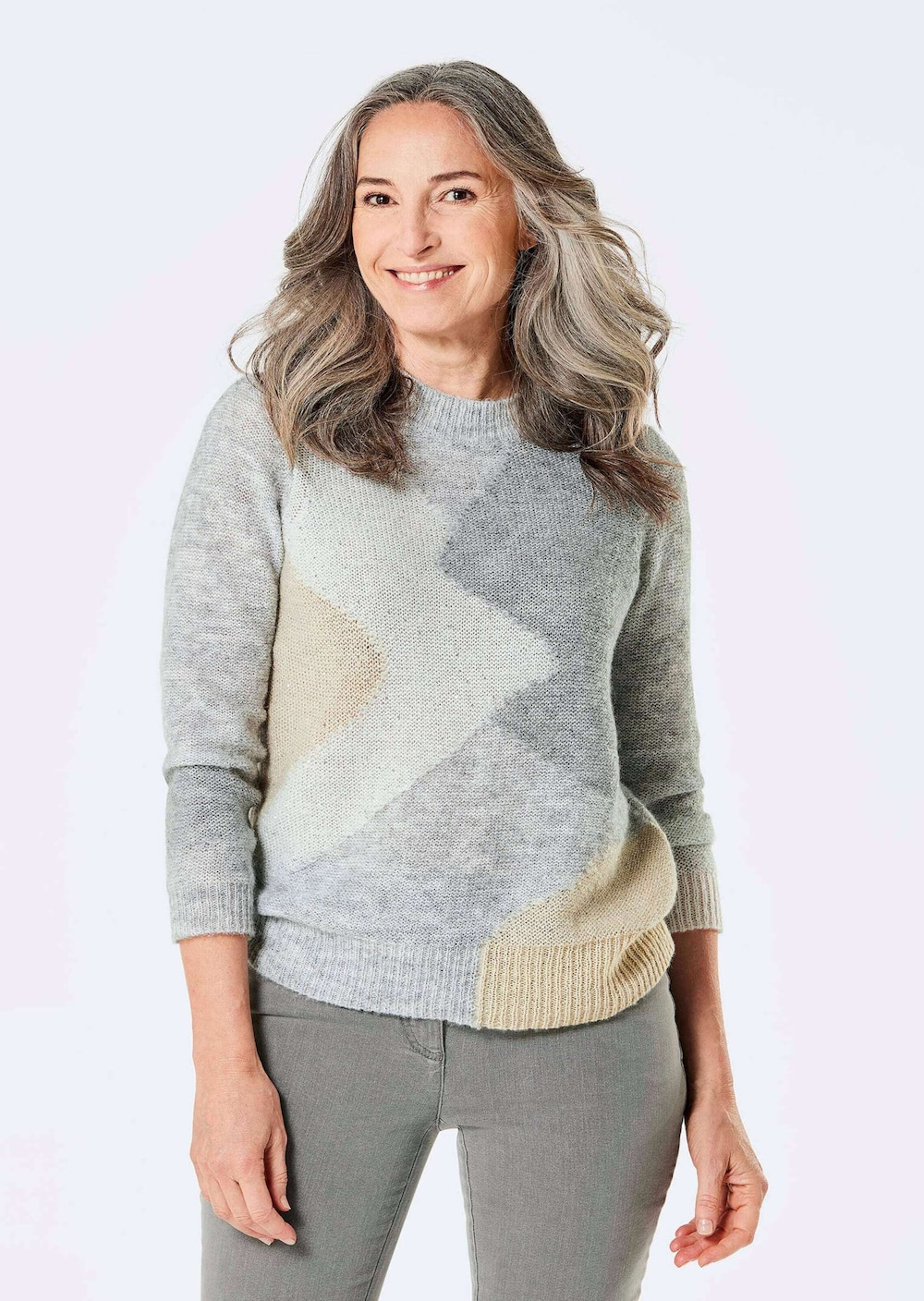 Eleganter Intarsienpullover mit Glanz
