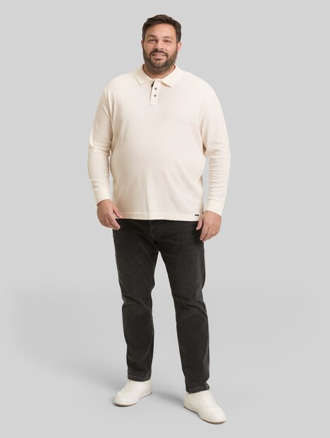 Langarm Poloshirt mit Waffelstruktur