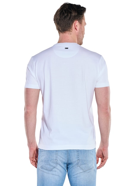 Herren T-Shirt mit Frontprint , Reinweiss