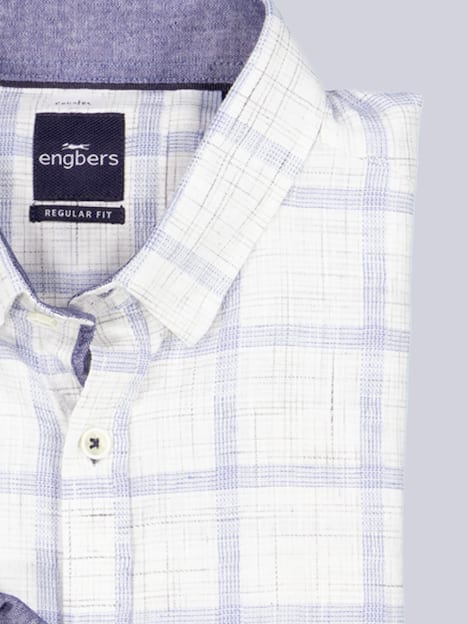 engbers Herren Langarm-Hemd kariert , Naturweiss