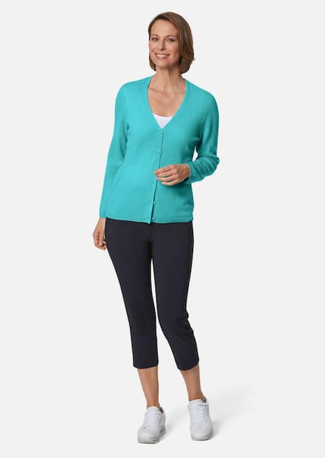 Kaschmirstrickjacke mit V-Ausschnitt