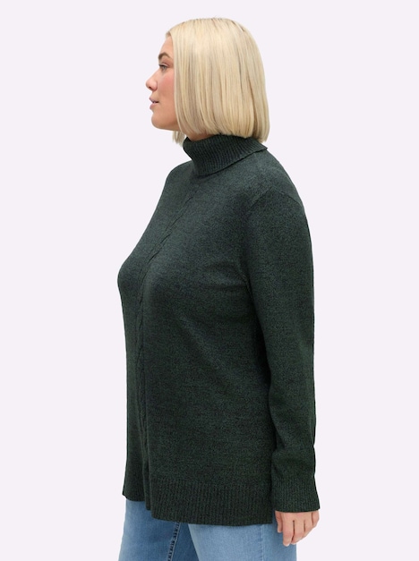 Pullover Langarm Uni Rollkragen