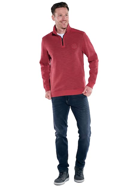 engbers Herren Sweatshirt mit Troyerkragen , Rot
