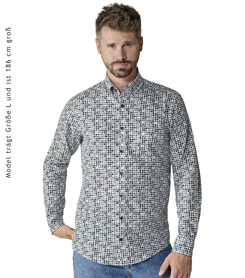 Freizeithemd extra langer Arm 72cm uni Casual Fit