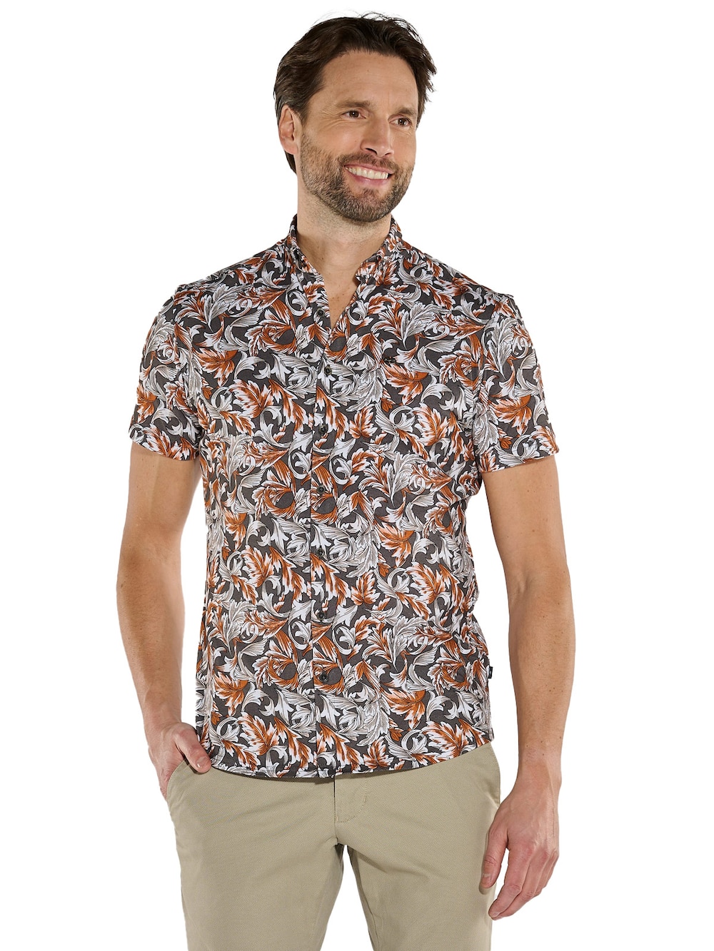 Herren Kurzarm-Hemd slim fit , Rostorange