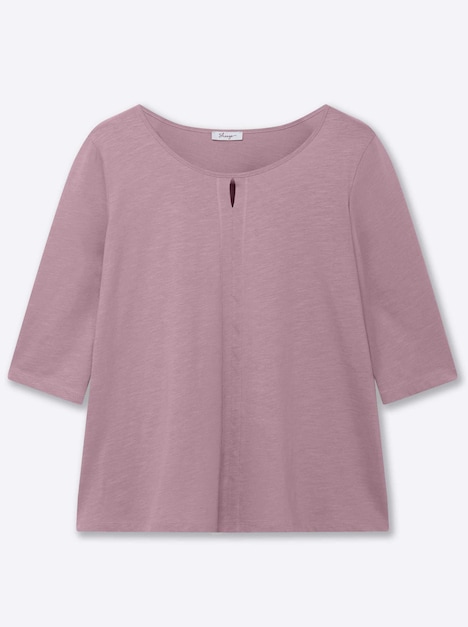 3/4-Arm-Shirt 3/4-Arm-Shirt mit Cut-out vorn 3/4-Arm Uni Ohne Kragen