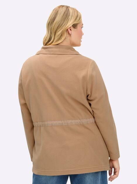 Fleece-Jacke Langarm Uni Stehkragen