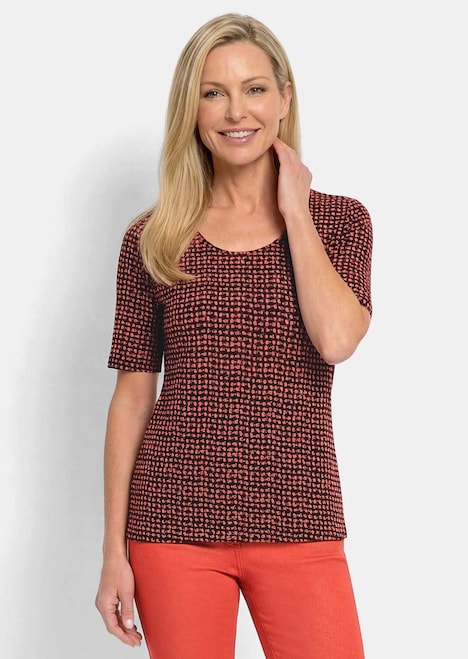 Viskoseshirt mit geometrischem Minimal Print