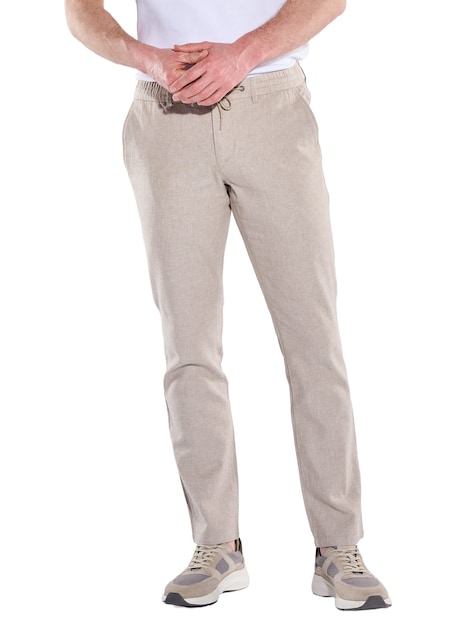 Herren Chino mit Leinenanteil , Braunbeige