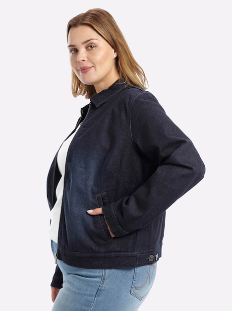 Jeansblazer Jeansjacke in Blousonform Langarm Umlegekragen