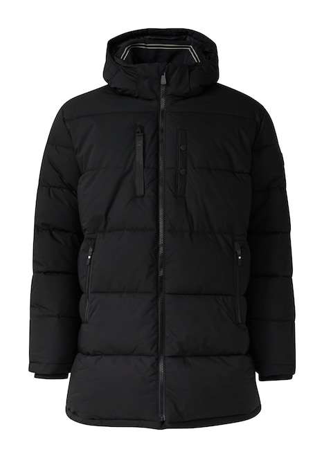 Wasserabweisende Pufferjacke mit abnehmbarer Kapuze und sportiven Details