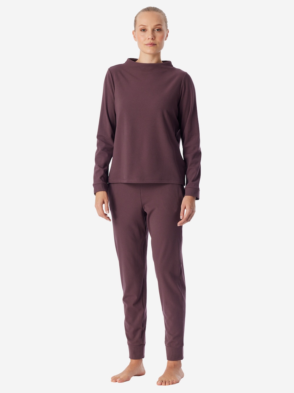 Schiesser Damen Schlafanzug Selected Premium Warming kakaobraun