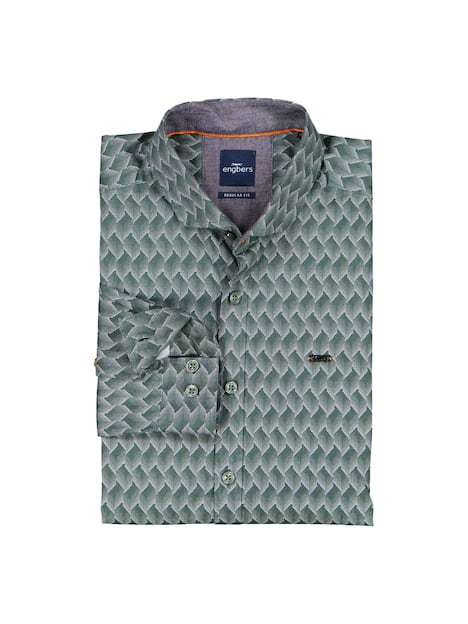 engbers Herren Langarm-Hemd gemustert , Oliv