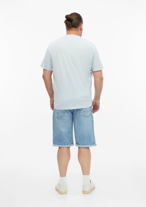 Baumwoll-T-Shirt mit Logo-Print und V-Neck