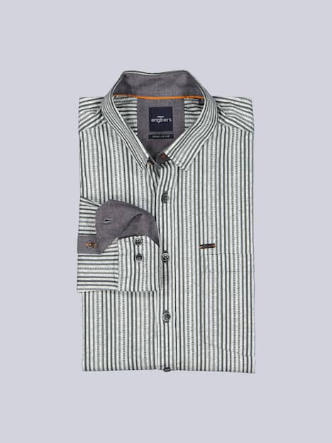 engbers Herren Hemd gemustert , Oliv