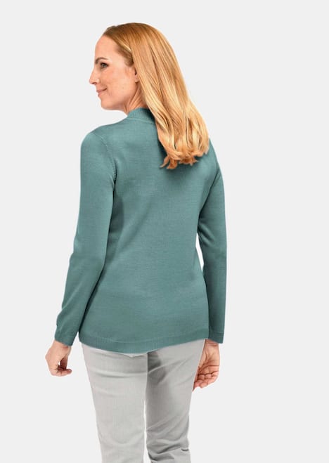 Eleganter Ajourpullover mit Stehbund