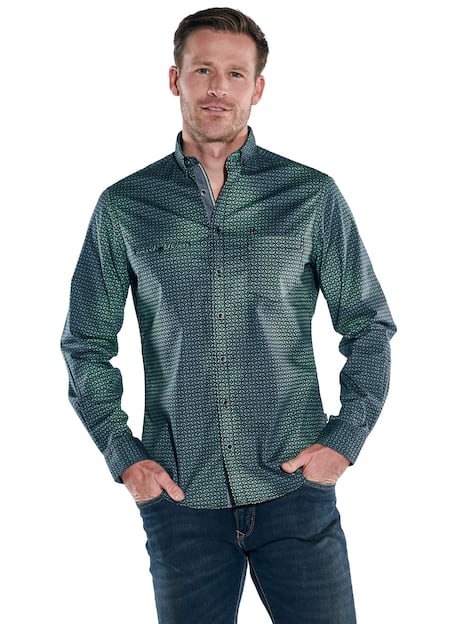 engbers Herren Langarm-Hemd gemustert , Gruen