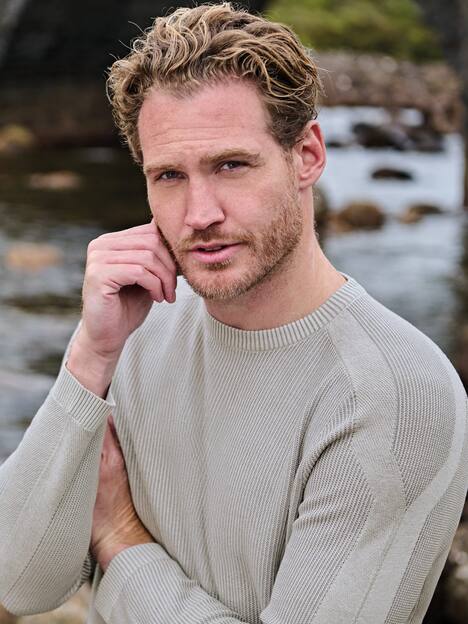 engbers Herren Pullover strukturiert , Hellgrau