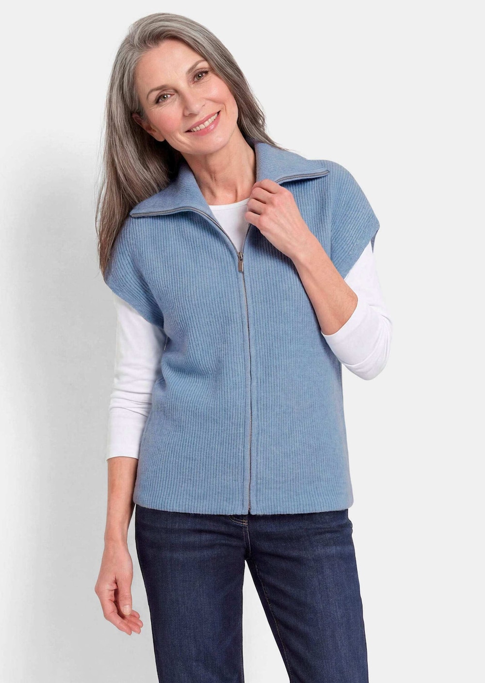 GemÃªleerd vest met ritssluiting