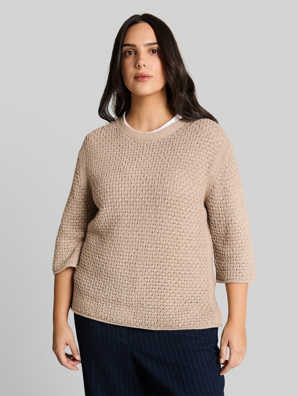 Loose Fit Strickpullover mit Lochmuster