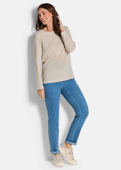 Langarm Melange Jersey-Oberteil