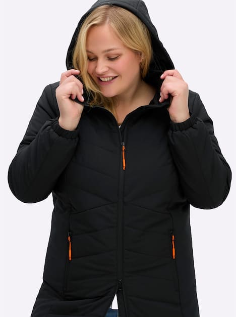 Steppjacke Langarm Uni Mit Kapuze