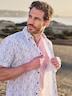 Herren Kurzarmhemd mit Streifen und Brusttasche , Rosa