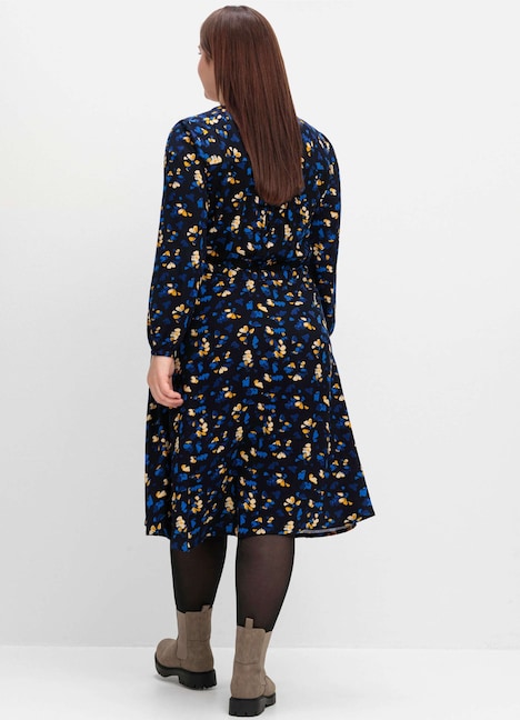 Druckkleid Langarm Sonstiges Muster Ohne Kragen