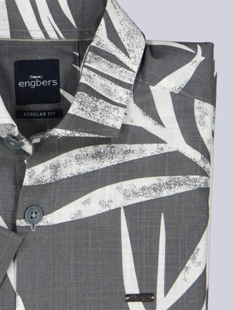 Herren Hemd kurzarm , Hellgrau