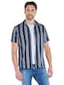 Herren Gestreiftes Overshirt in Strickoptik , Marineblau