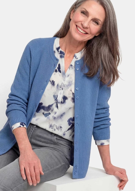 Cardigan aus Baumwolle, Rundhals