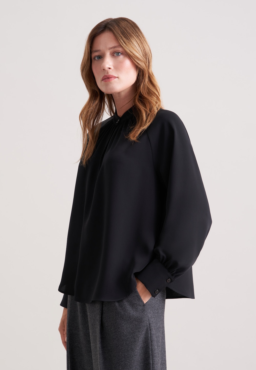 Damen Stehkragenbluse - Uni