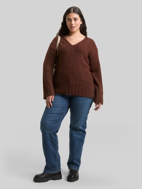 Loose Fit Strickpullover mit Wollanteil