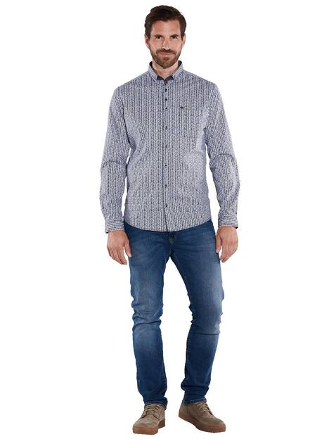 engbers Herren Langarm-Hemd gestreift , Marineblau