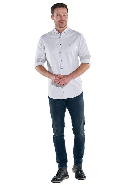 engbers Herren Langarm-Hemd gemustert , Silbergrau