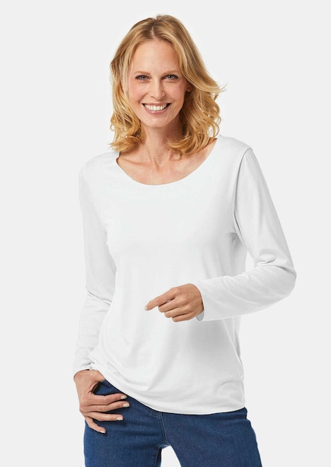 Kombistarkes Langarmshirt mit tonaler Zierkante