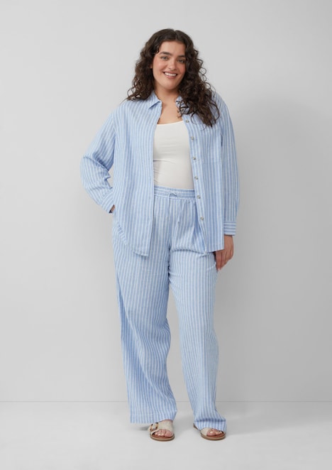 Wide-Leg-Hose aus Leinemix