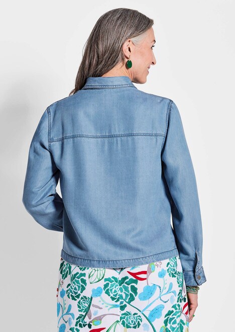 Denim jasje in blauw met opgestikte zakken
