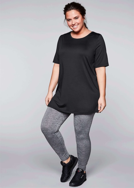 Longshirt Kurzarm Uni Rundhalskragen