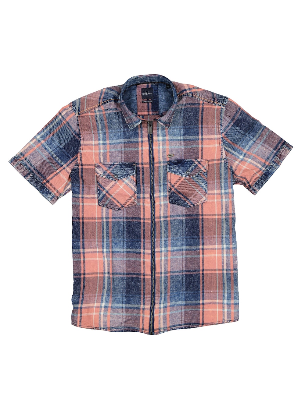 Herren Kurzarm-Overshirt mit Vintage-Effekt , Hellorange