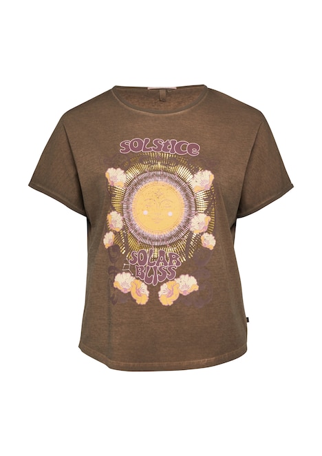 Gewaschenes Oversize-Shirt mit Frontprint
