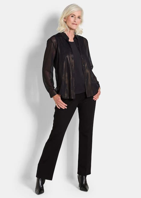 GOLDNER Blouse Blouse van semi-transparant mesh