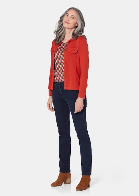 Baumwoll-Cardigan in roter Jeansoptik