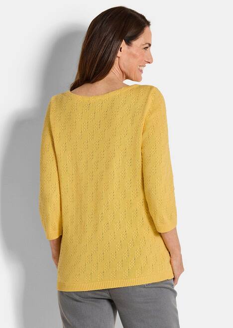 Halbarm Baumwollpullover mit Struktur